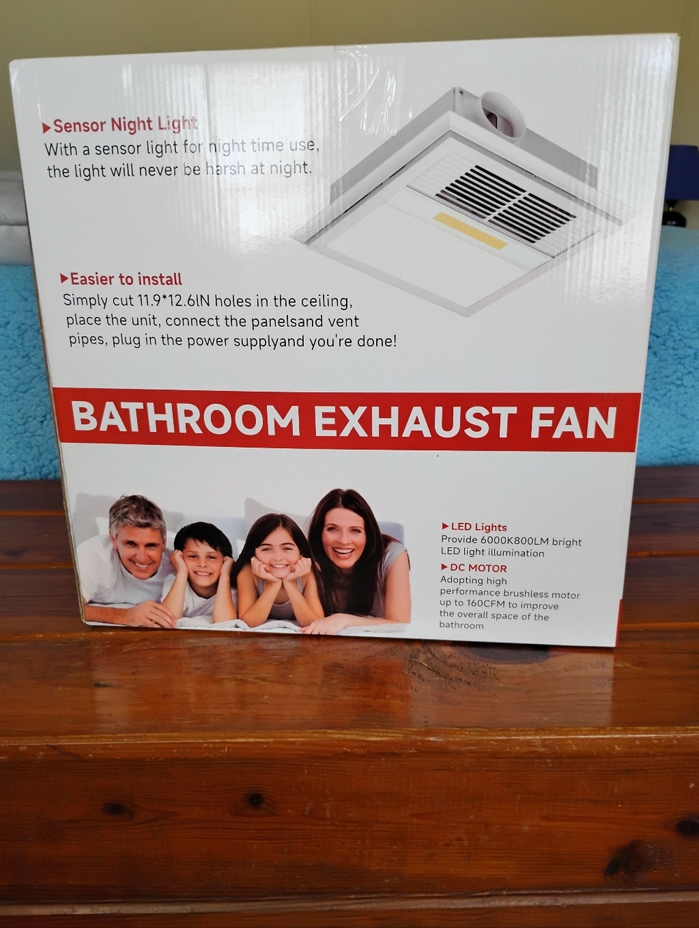 White Bathroom Exhaust Fan with Sensor Night Light